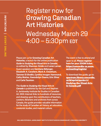 S’inscrire maintenant à l’évènement Growing Canadian Art Histories