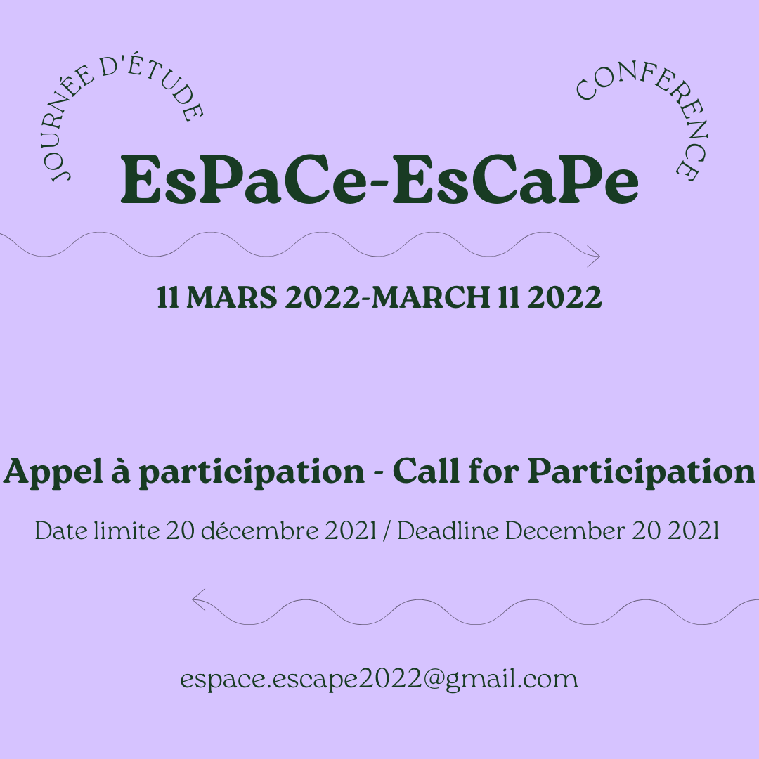Appel à participation journée d’étude du docinter EsPaCe EsCape